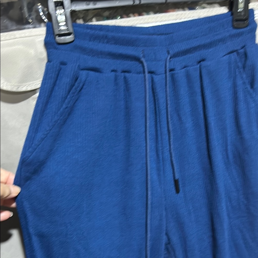 Ribbed Blue Half-Zip Top set with the cuffed pants to match - Picture 4 of 8